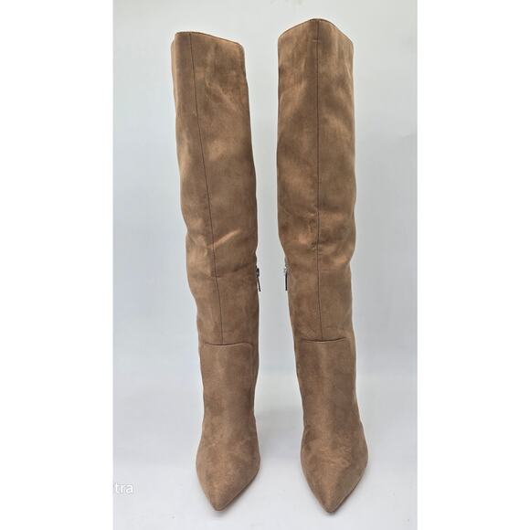 Marc Fisher Knee High Boots Ruminas 3 Tan Faux Suede Stiletto Heels Women's 6.5M - Picture 3 of 10